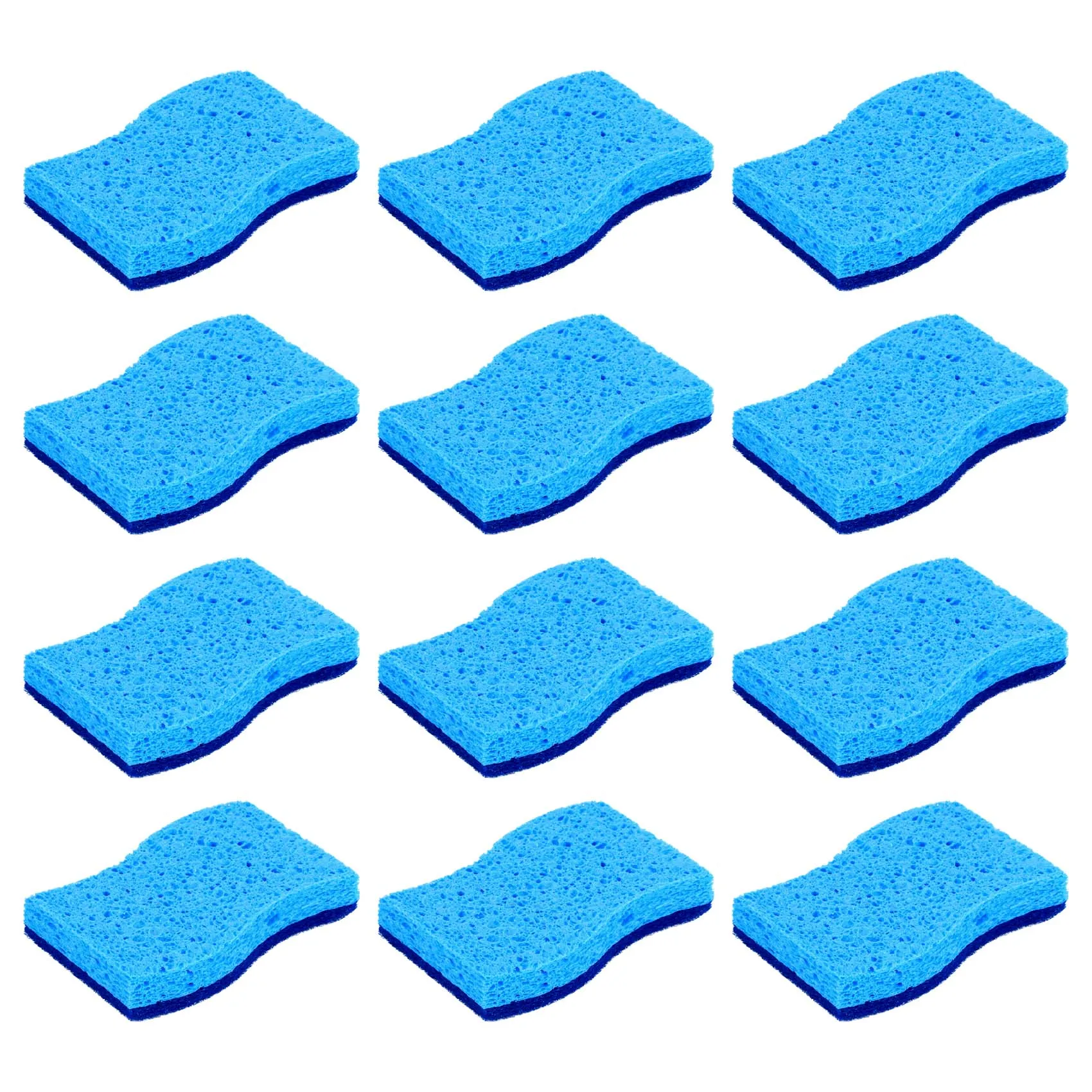 

12 Pack Non-Scratch Cellulose Scrub Sponge Kapok Cotton Dishwashing Brush, Dual-Sided Dishwashing Sponge for Kitchen