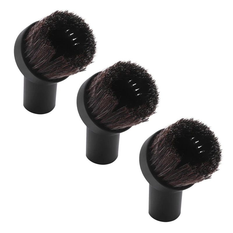 

3X 32Mm Dusting Brush Dust Tool Attachment For Vacuum Cleaner Round Horse Hair