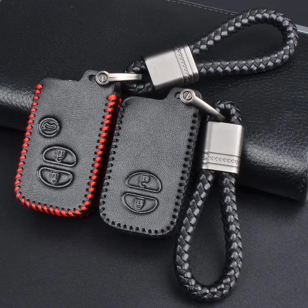 

Leather Car Key Case Cover For Toyota Land Cruiser Prado 150 Camry Prius Crown For Subaru Foreste XV Keychain Holder
