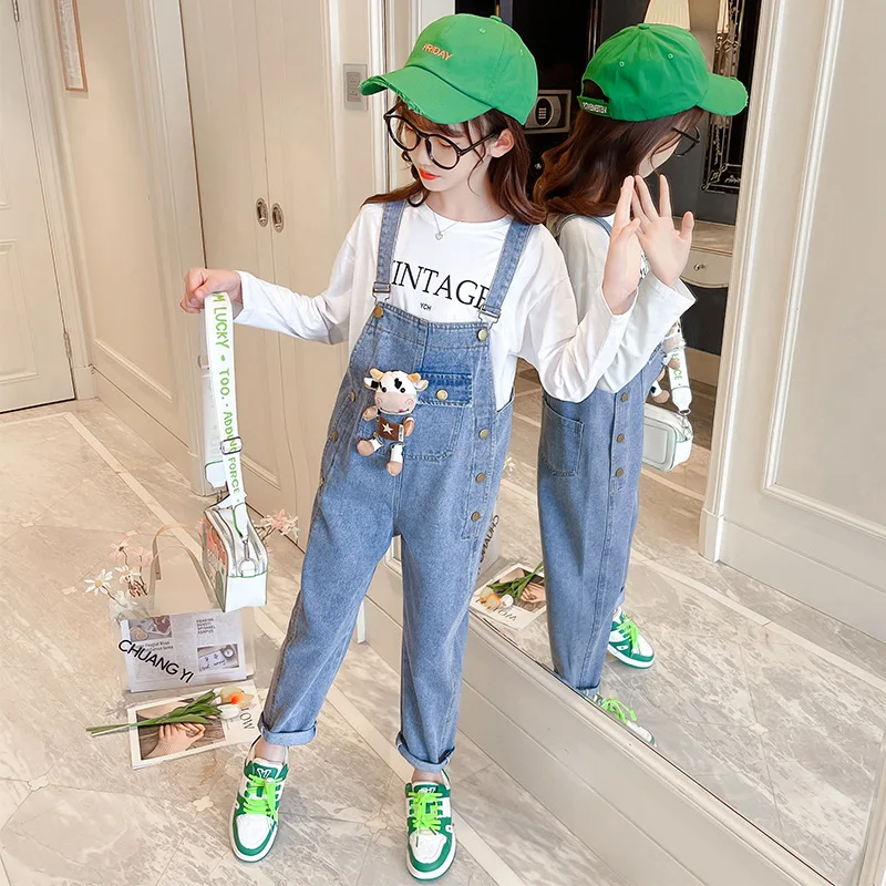 YourSeason Spring Baby Overalls Fashion Cartoon Bear Jumpsuits Pants For Girl Size Cotton Jeans Korean Clothing |
