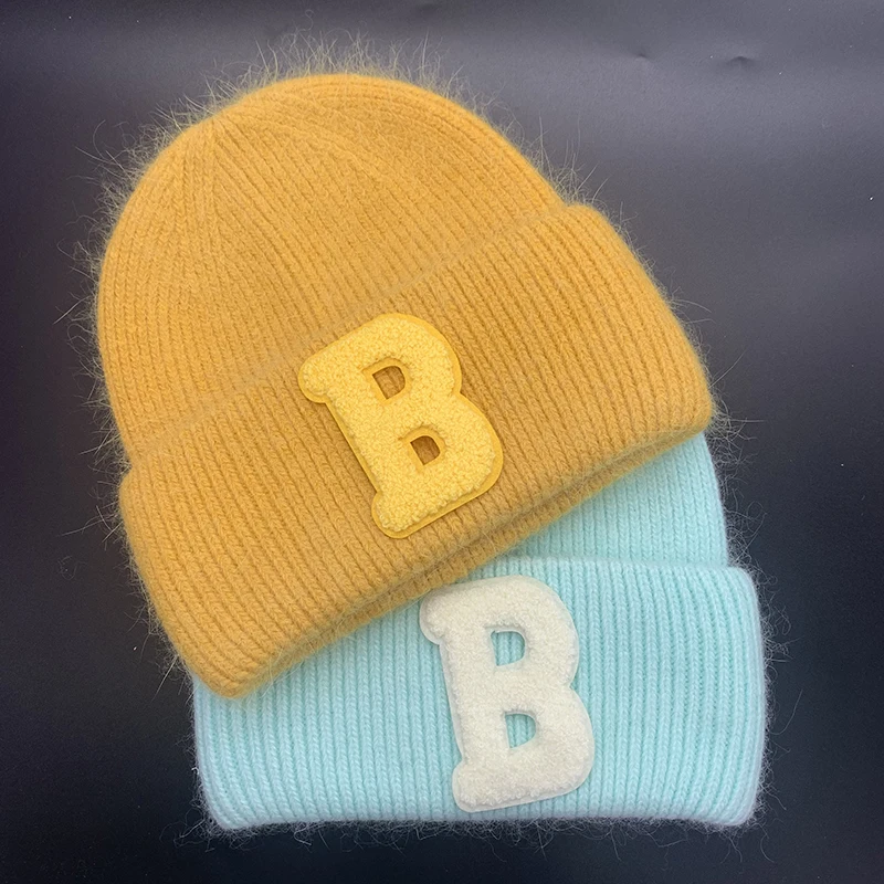 Женская вязаная шапка из натурального кроличьего меха модные зимние шапки с