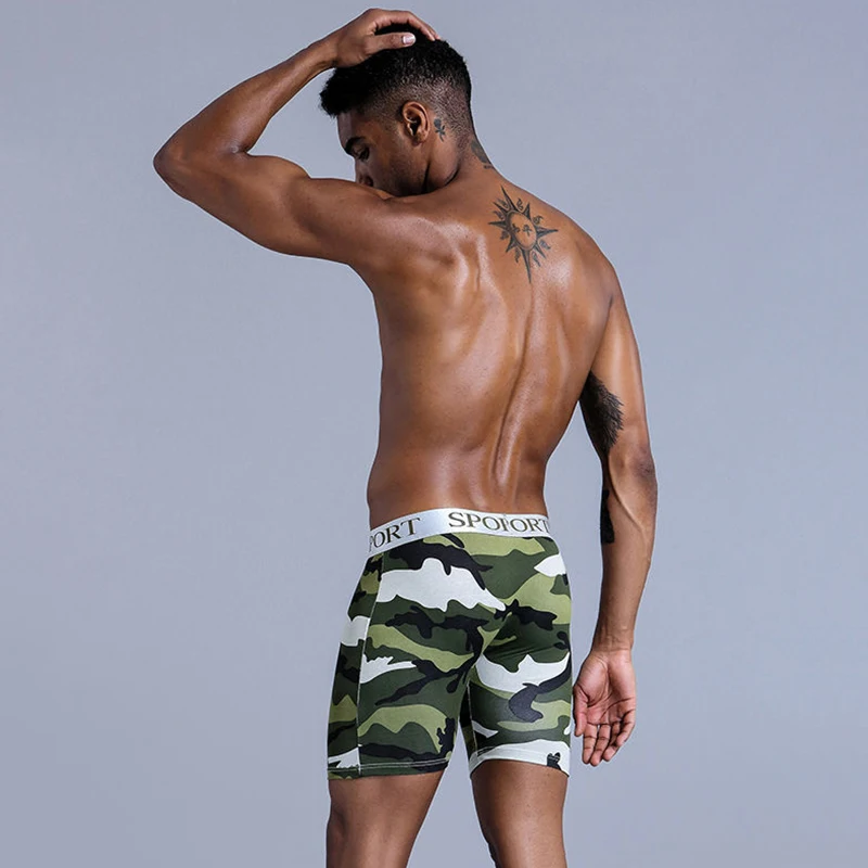 3Pcs Men Camouflage Fashion Fitness Sports Cotton Plus Size Underpants Comfortable Breathable Plus Length Men's Plus Size Boxer