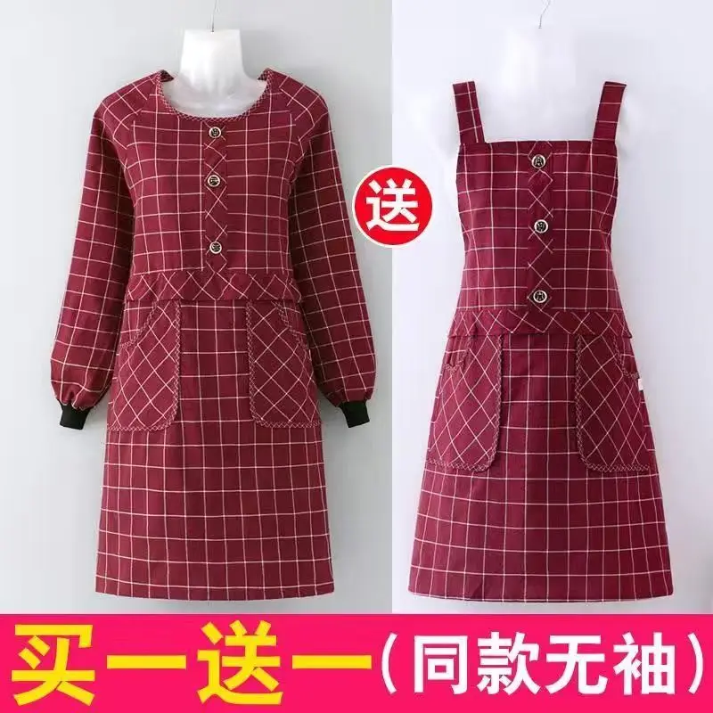 

Maid apron haircuts overalls wear-resistant stain-resistant household oil-proof breathable overalls fashion cotton sleeveless