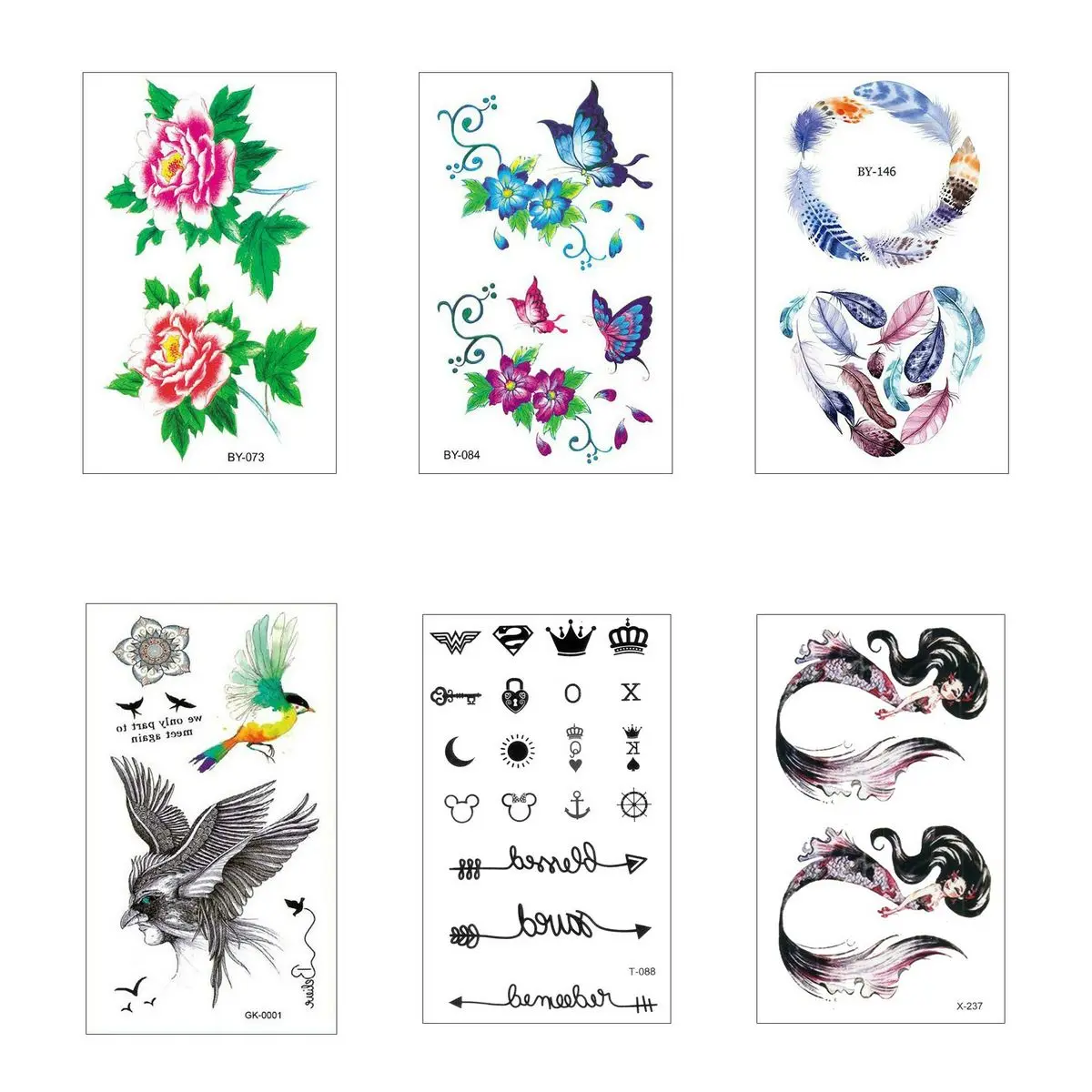 

6PCS/Lot Tattoo Temporary Fake For Woman Waterproof Tattoos Tatoos Temporales Women Chest Girl Temporaria Kids Hand Tattos