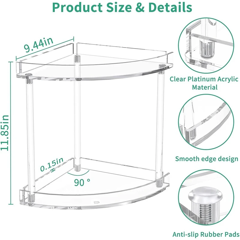 Двухуровневый прозрачный акриловый угловой органайзер для ванной комнаты