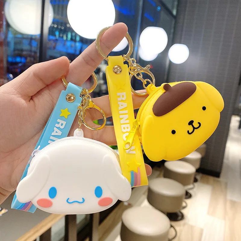 

Sanrio Keychain Zero Wallet Kawaii HelloKitty Kuromi Cinnamoroll Cartoon Silicone Bag Pendant Cute Girl Coin Chase Gift
