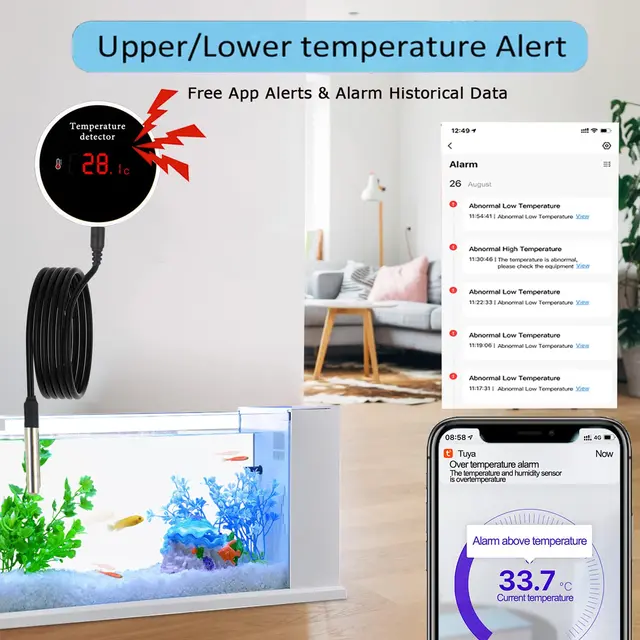 Tuya WiFi Temperature Humidity Senor External Probe Remote Monitor Alarm Indoor Thermometer Hygrometer Detector Smart Life APP 3