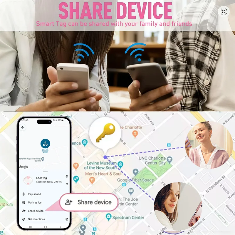 Фото Перезаряжаемый смарт-трекер, совместимый с Android, Google Find Hub, приложением для поиска ключей, локатором для домашних животных, Bluetooth-трекер для телефонов Xiaomi и Samsung №3