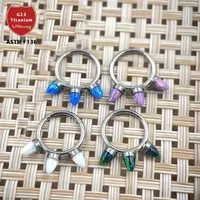G23 ASTM F136 Titanium Clicker Hoop Nose Rings Helix Septum Piercing Opal Earrings Silver Jewelry For Women Luxury