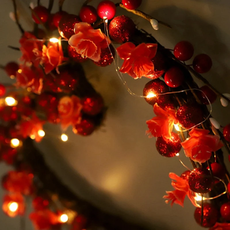 

Valentine Day Heart Wreath, Artificial Red Heart Wreath With LED Lights For Wedding Front Door Wall Window Mantel Decor