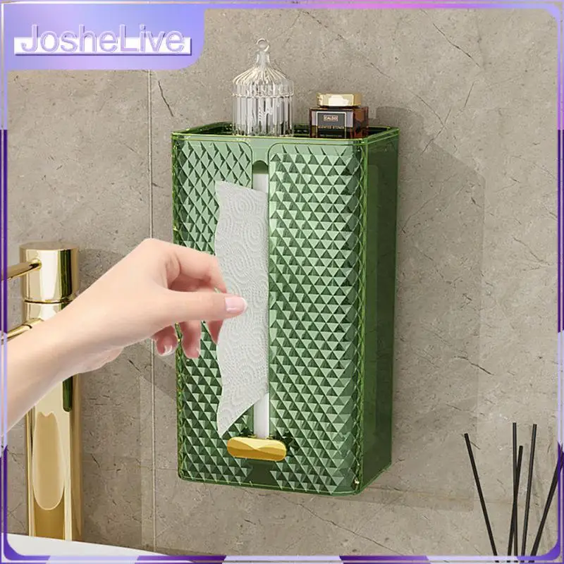 

Household Tissue Box Wall-mounted Nodic Transparent Napkin Paper Case Paper Organizer Wet Wipe Holder Plastic Adhesive