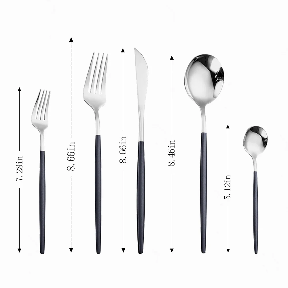 

Tableware Set Stainless Steel Dinnerware Set Serving Flatware 30Pcs Black Silver Cutlery Set Forks Spoons Knives Dropshipping