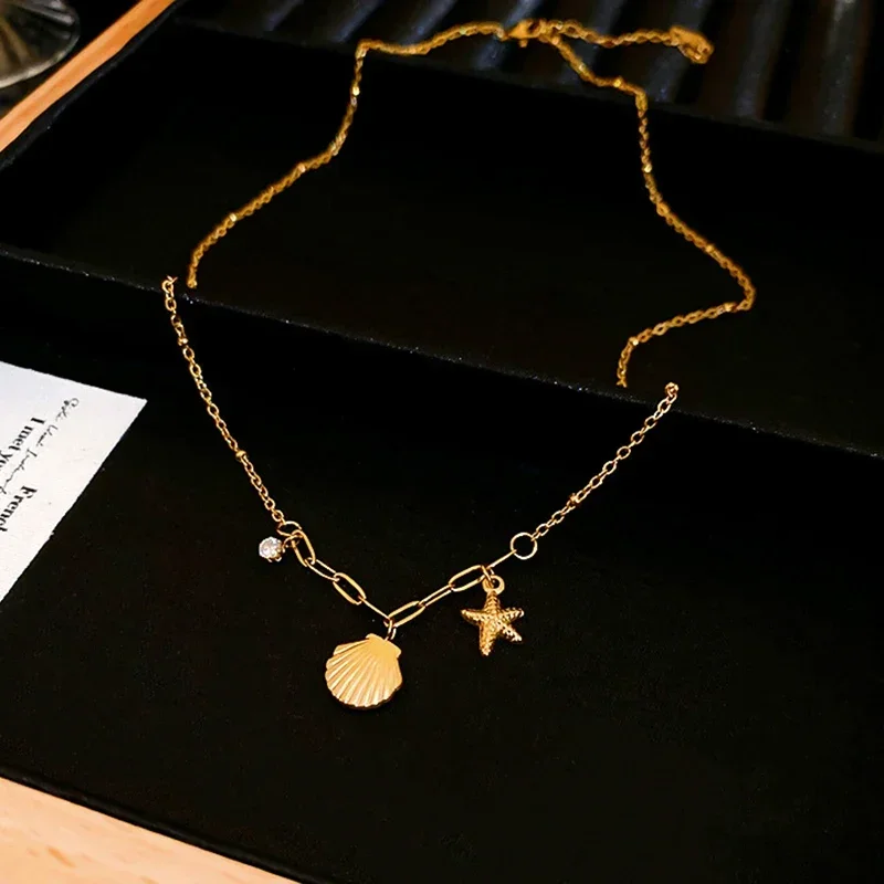 Женское колье с подвеской из титановой стали