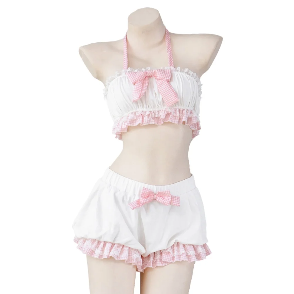 Японское аниме Kawaii Girl униформа горничной купальник женские шаровары с милым