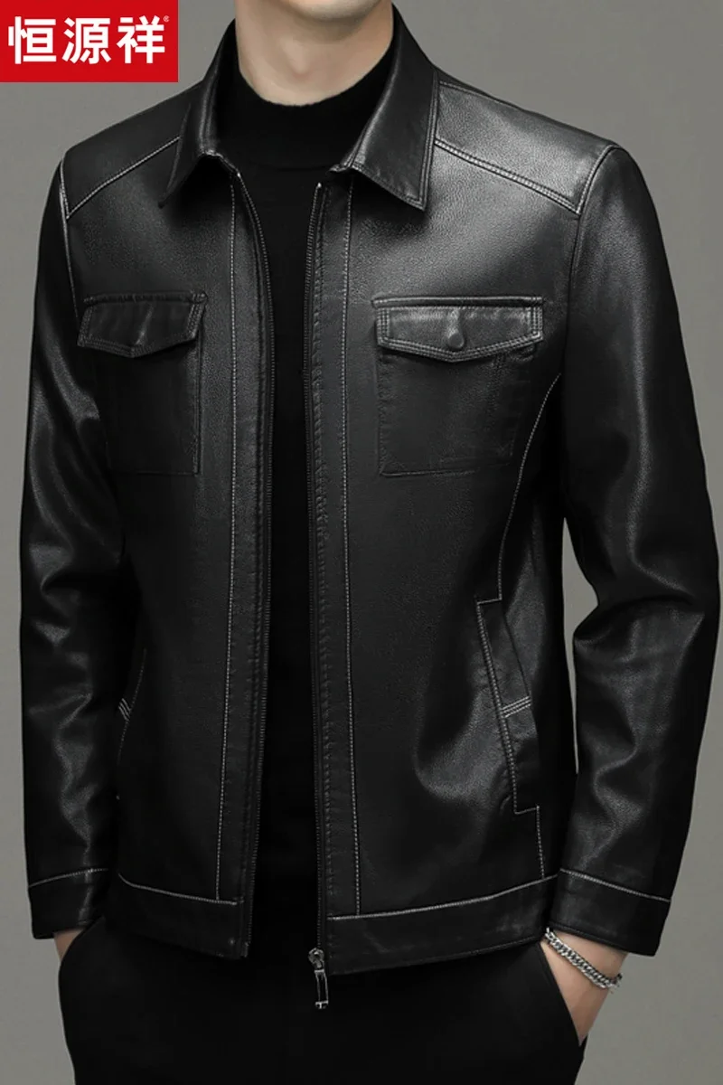 Куртка мужская из натуральной кожи свободная повседневная одежда для мужчин