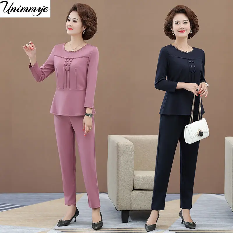 

Костюм с прямыми брюками, женский весенний комплект из двух предметов, элегантная одежда, топы и офисные женские брюки, Женская юбка 5XL J435