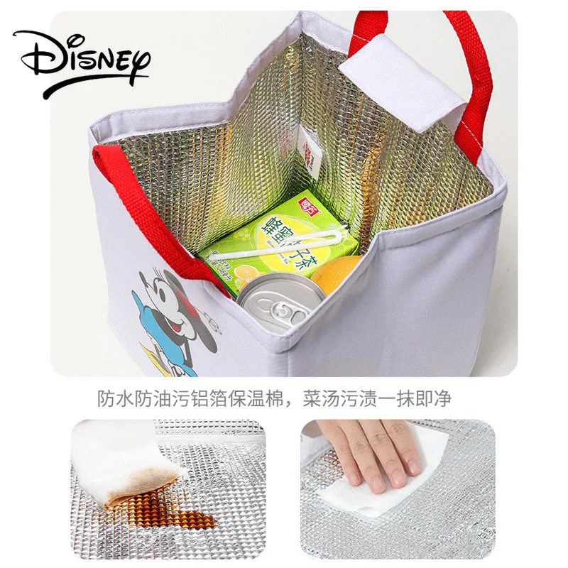 Disney Portable Portable Insulated Lunch Box Bento Bag Cartoon Cute Student Office Worker with Lunch Bag Handbags Mickey Mouse