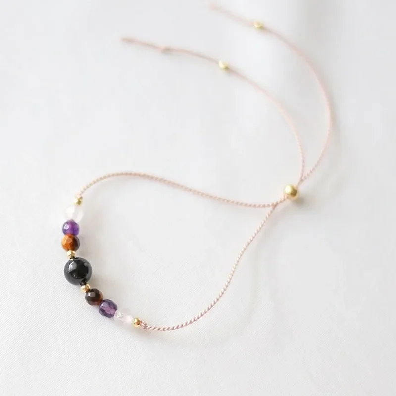 Защитный Браслет с кристаллами | Черный турмалин лечебный браслет ручной работы