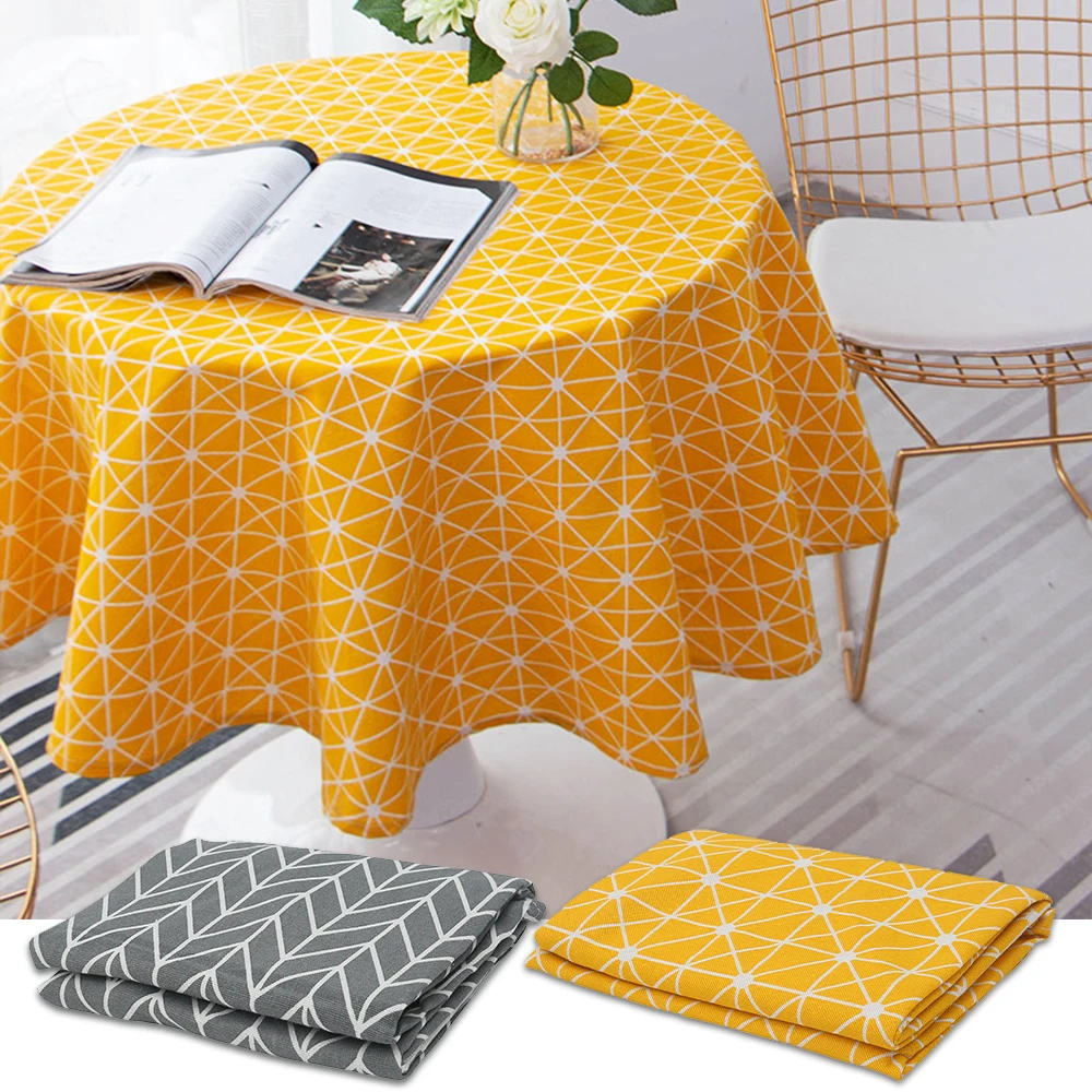 

Cotton Linen Nordic Round Tablecloth Washable Hotel Banquet Tea Table Cloth Multiple Patterns Home Kitchen Dining Table Decor