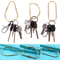 1pcs brass keychain with lock golden camping carabiner jewelry accessories key ring creative portable