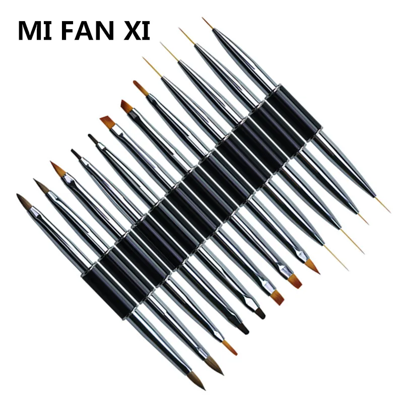 

12 Style Dual End Nail Art Stripes Lines Liner DIY Painting Brush Liquid Powder UV GEL Extension Builder French Drawing Pen