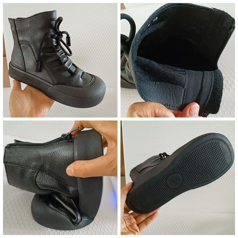 Женские ботильоны из натуральной коровьей кожи на толстой подошве