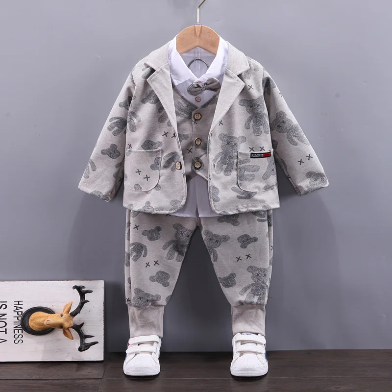 

Children's Striped Suit Three-piece Suit 2022 New Kid Suit Handsome Boy Spring and Autumn 1-4 years old Small Suit