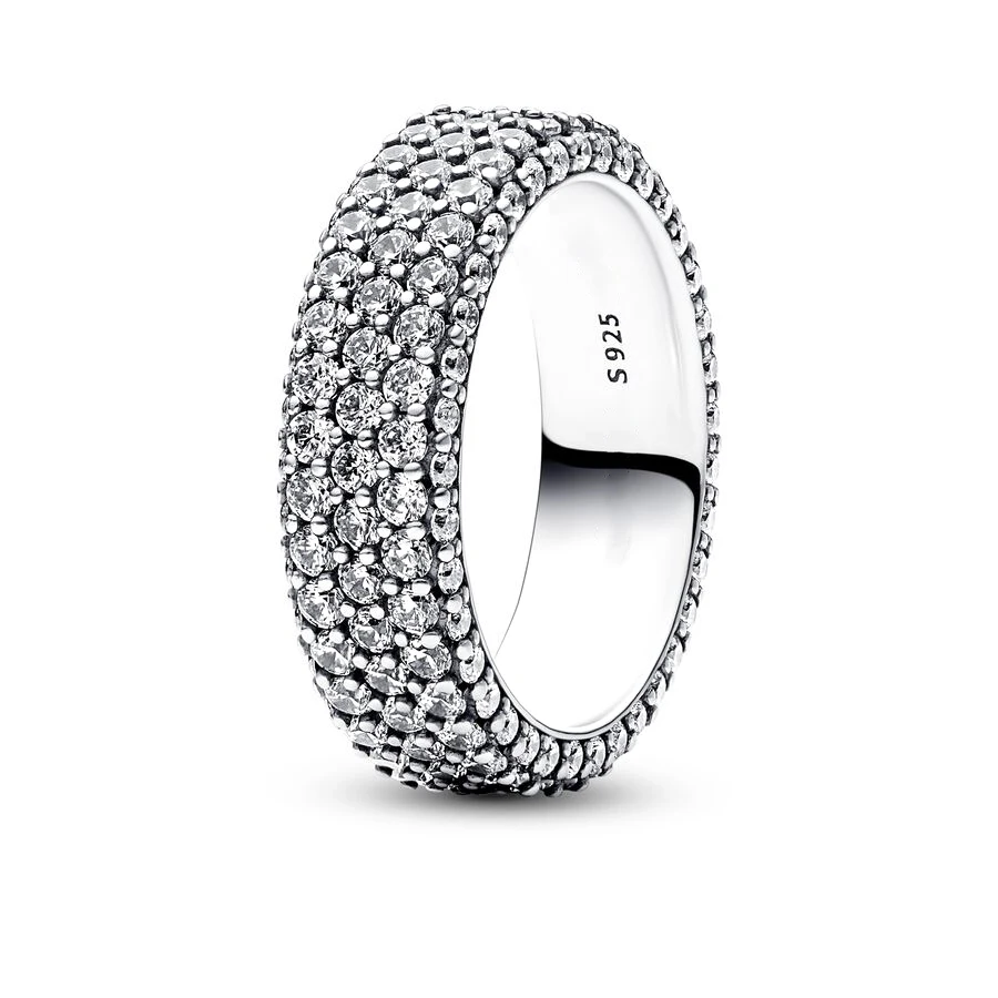 

2023 New 925 Sterling Silver Timeless Pave Triple-row Rings for Women Wedding Engagement Finger Ring Original Jewelry Bague