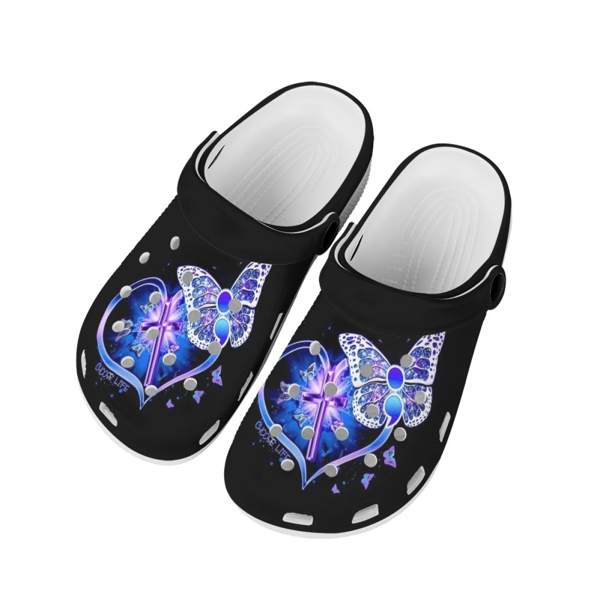 Purple Butterfly Rose Brand Design Ladies Fashion Sandals Breathable Non-slip Casual Walking Shoes Indoor Outdoor Hole Slippers