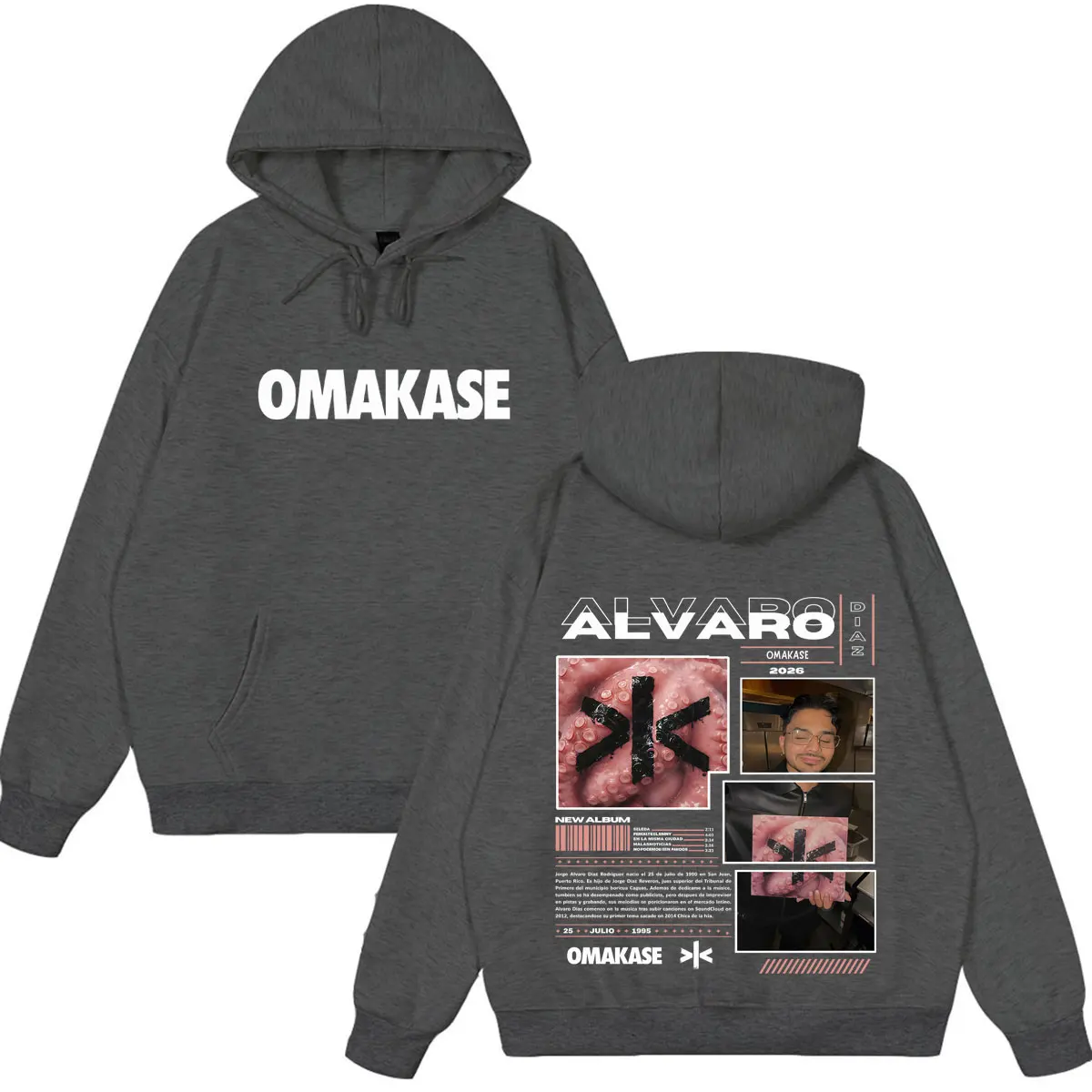 Фото Худи Alvaro Diaz Omakase Album 2026 Tour Merch для мужчин и женщин, высококачественный пуловер в стиле хип-хоп, зимняя толстовка с длинными рукавами, повседневная толстовка №4