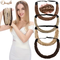 s noilite synthetic fishbone braids twist elastic hair headband with adjustable belt woman hair style braided headband hairpiece