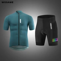 wosawe mens summer cycling jersey set team shirt bike shorts sportswear suit ropa ciclismo mtb bicycle maillot padded clothing