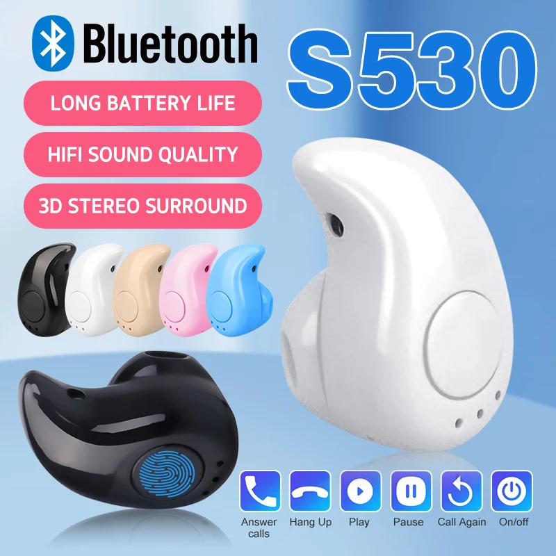 Наушники-вкладыши Bluetooth-гарнитура беспроводная гарнитура S530 стерео беспроводные наушники гарнитура для всех смартфонов наушники-вкладыши для спорта