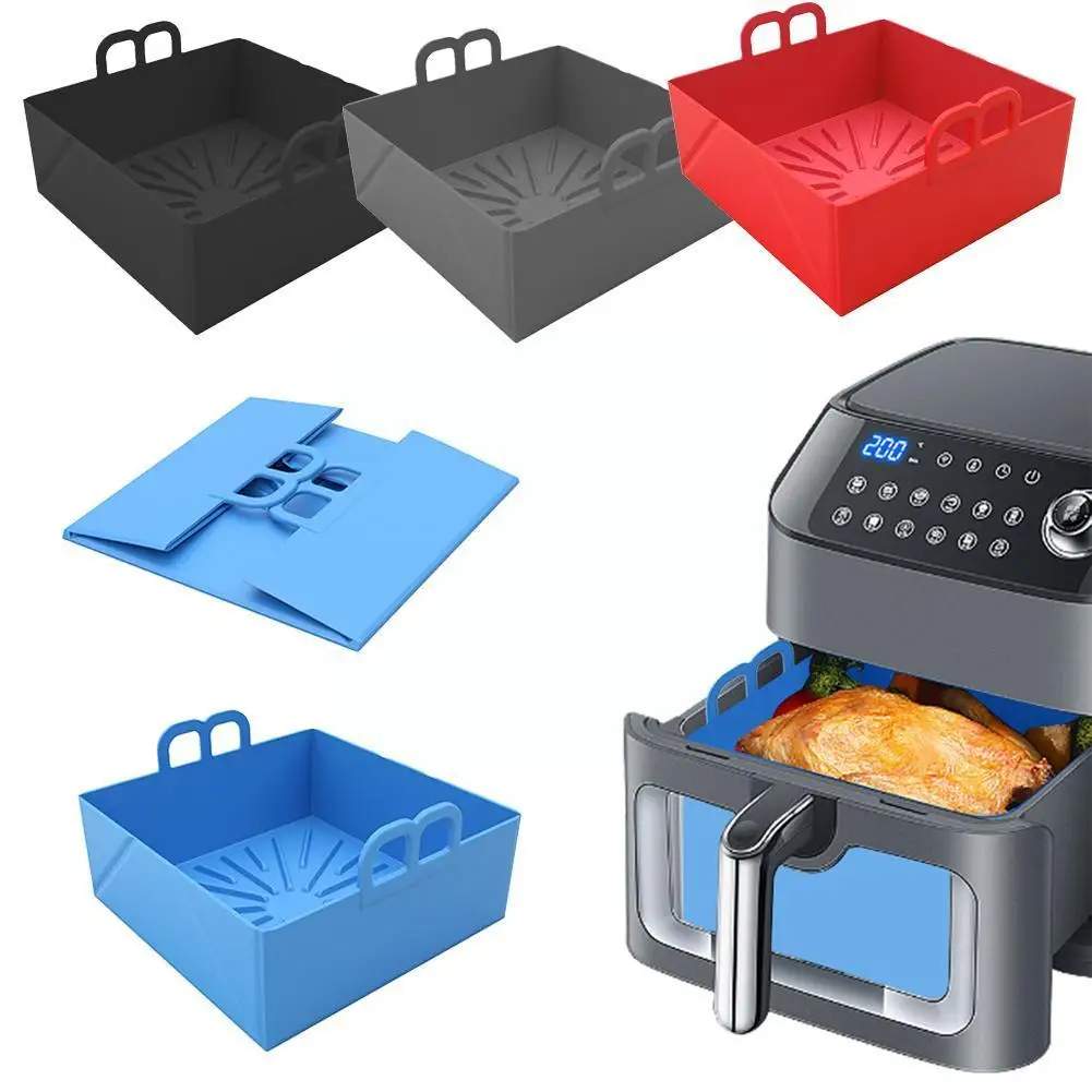 

Foldable Air Fryer Silicone Pot Non Stick Baking Tray Air Fried Mat Replacemen Pan Basket Accessories Liner Grill Chicken F E4T2