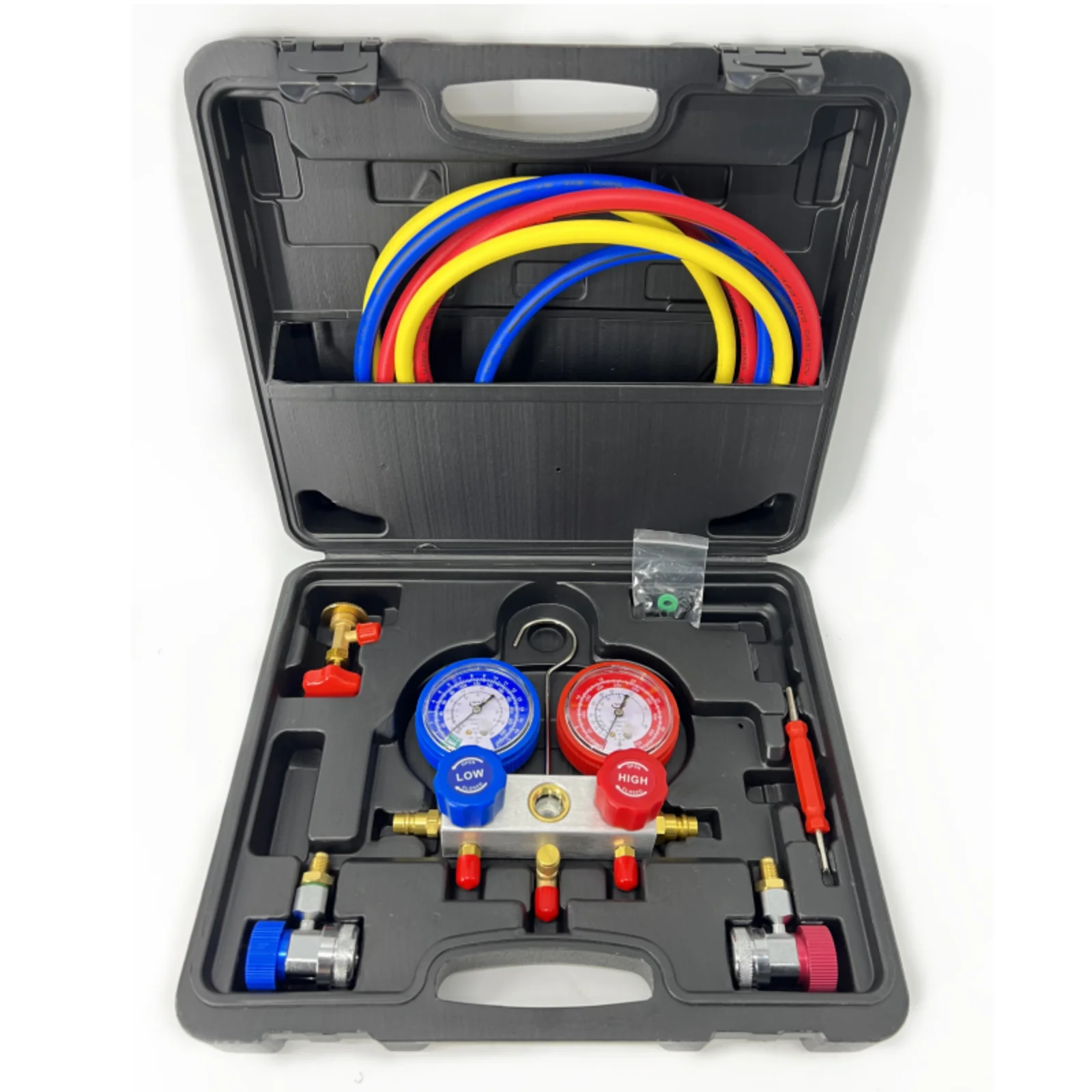 

Автомобильный манометр RV65F с фторированным давлением, универсальный манометр R134A для хладагента, набор инструментов для обслуживания клапанов с двойным манометром