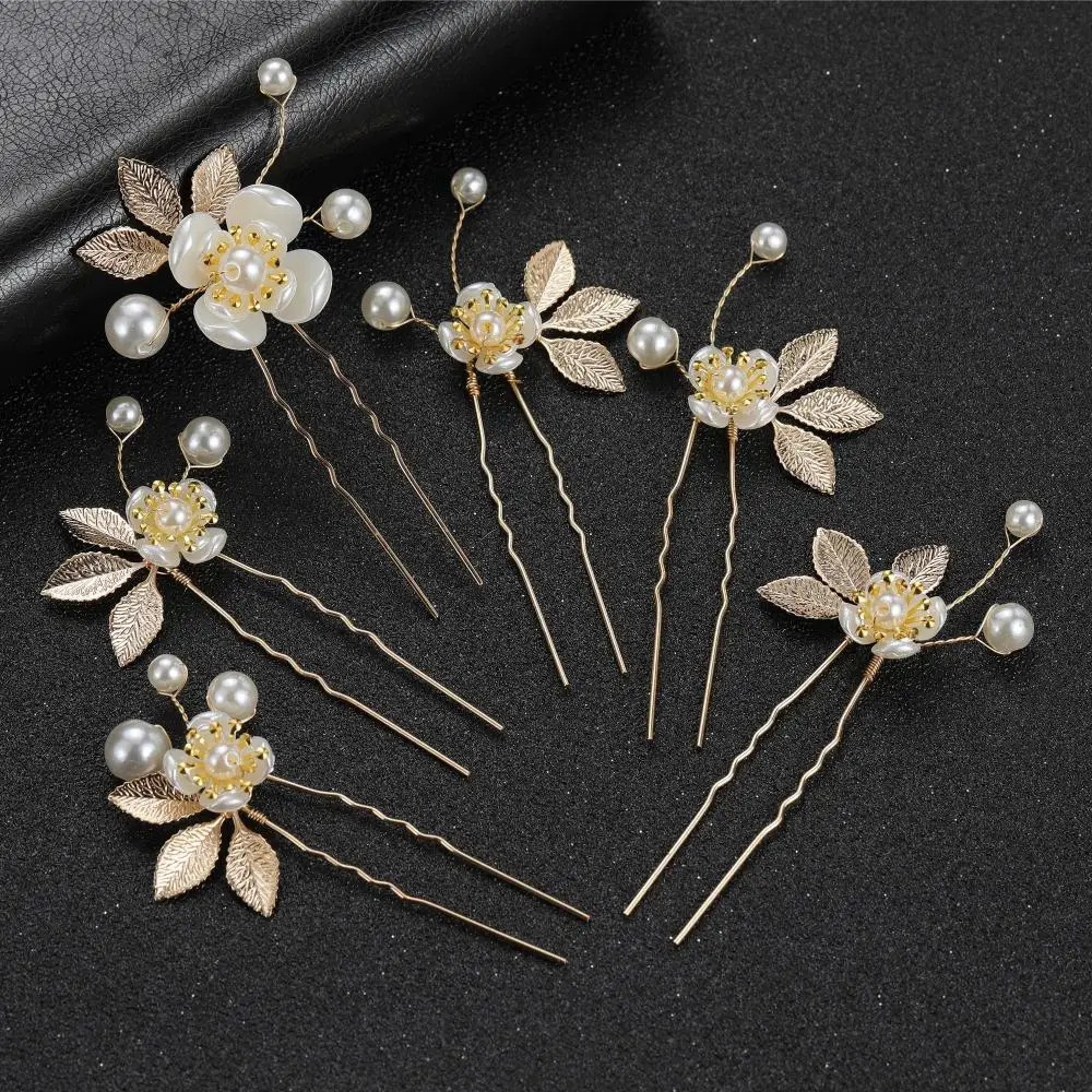 

6PCS/SET Pearls Wedding Hair Jewelry for Bridal Hairstyle Headpieces Hair Clips Headwear Women Hairpins