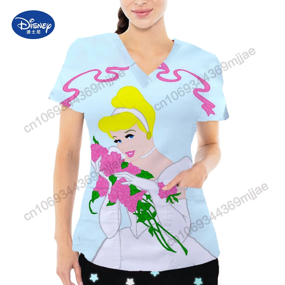 

Disney Pocket V-Neck Woman Clothes for Women Crop Top Y2k Tops Korean Fashion Woman Blouse 2023 Aesthetic Clothing Graphic Tee