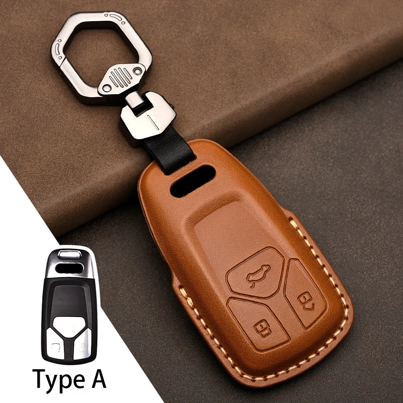 

Умный кожаный чехол для автомобильного ключа, чехол для Audi A3 A4 B9 A6 C8 A7 S7 4K A8 D5 S8 Q7 Q8 SQ8 18-21, аксессуары для автомобильных ключей