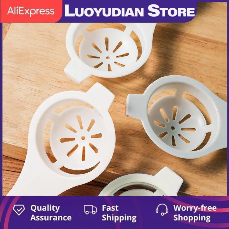 

White Kitchen Baking Egg Spoon Plastic Egg Separator Convenient Household Egg Filter New Mini With Silicone Holder Eggs Tool