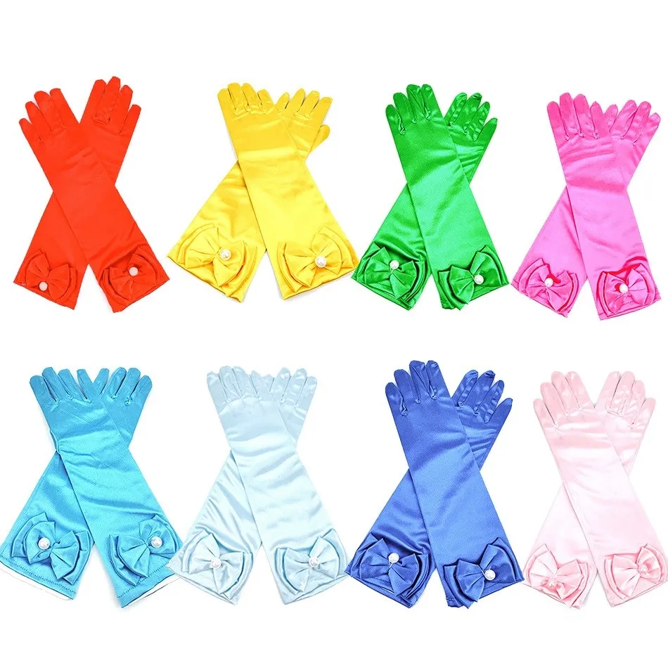 

Children Princess Long Gloves Girl Birthday Party Wedding Elsa Anna Accessories Cinderella Belle Sofia 11 Colors Long Finger Set