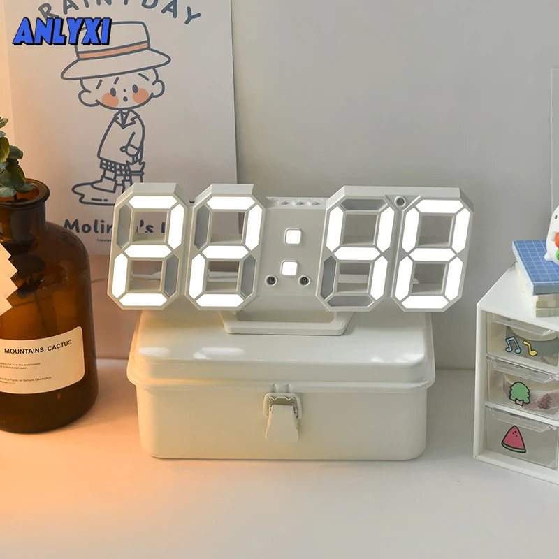 

3D светодиодный цифровой будильник, Трехмерные настенные часы, Подвесные часы, настольный календарь, термометр, электронные часы, предметы и...