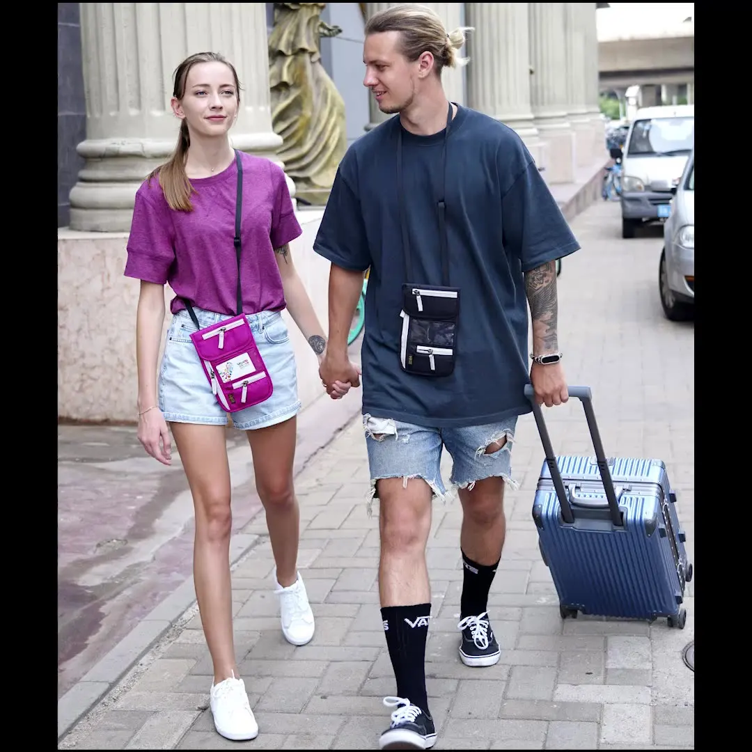 Travel Neck Wallet with RFID Blocking Passport Holderl for Men / Women  Slim Travel Pouch for Passport to Hang around Neck