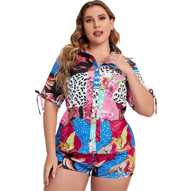 

Женский комплект из двух предметов, рубашка с рукавом до локтя и шорты, летний костюм, новинка 2022, модный праздничный повседневный костюм из ...