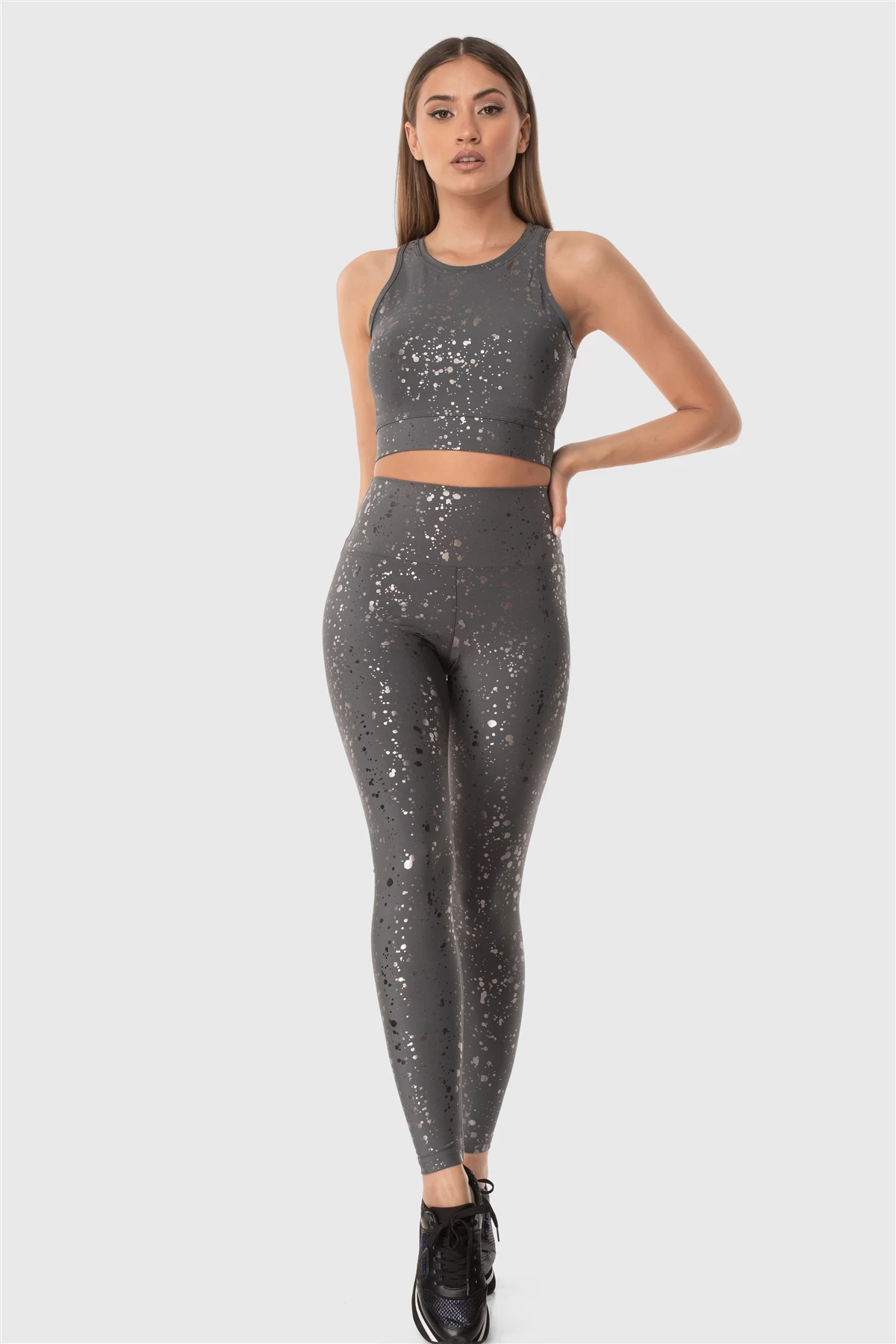 Superstacy High Waist Patterned Smoked Sport Leggings