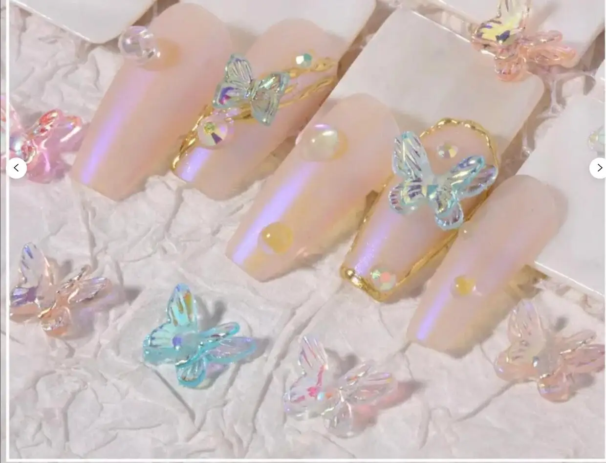 

Подвеска Aurora Butterfly с двойной бабочкой, подвеска для ногтей 50/100 шт./лот, 3D бабочка Aurora, смешанные Подвески для ногтей из смолы