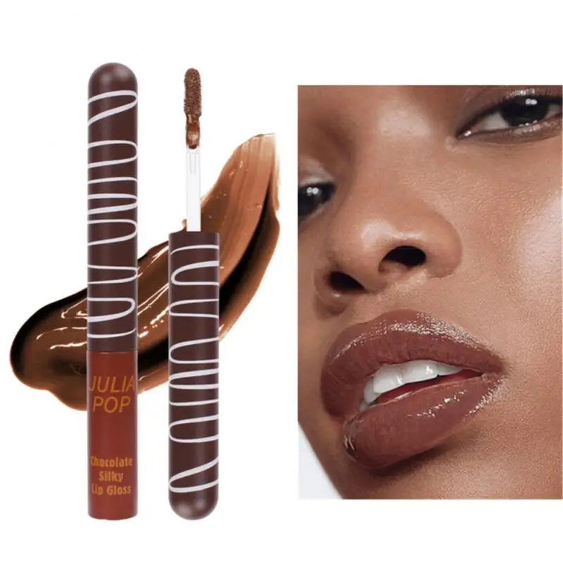 

Chocolate Silky Lip Gloss Mirror Transparent Glass Lip Glaze Moisturizing Liquid Lipstick Non-stick Tea Brown Lip Tint Makeup