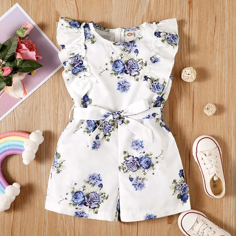 

hibobi Baby Girl Romper Clothes Set Princess Toddler Sleeveless Jumpsuit Girls Clothes Cotton Flower Printed Infant Outfits