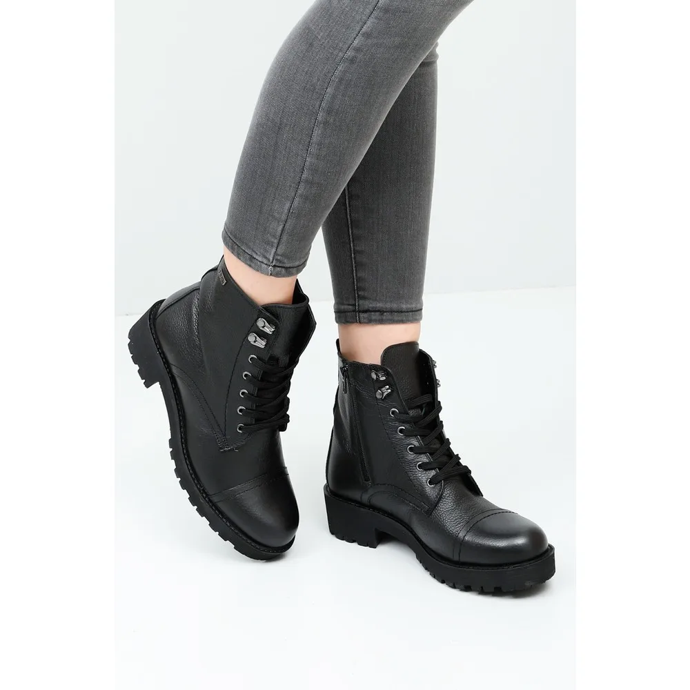 

Дорли®Женские повседневные ботинки из натуральной кожи, на резиновой подошве, со шнуровкой и молнией, с круглым носком, 46461