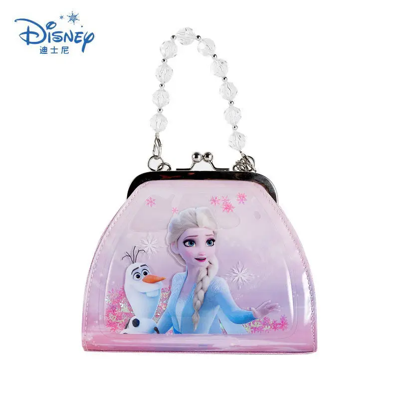 Disney Princess Elsa 2022 Quicksand Snowflake Sequins Sweet Girls Messenger Bag Outdoor Cute and Elegant Buckle Hand Bag