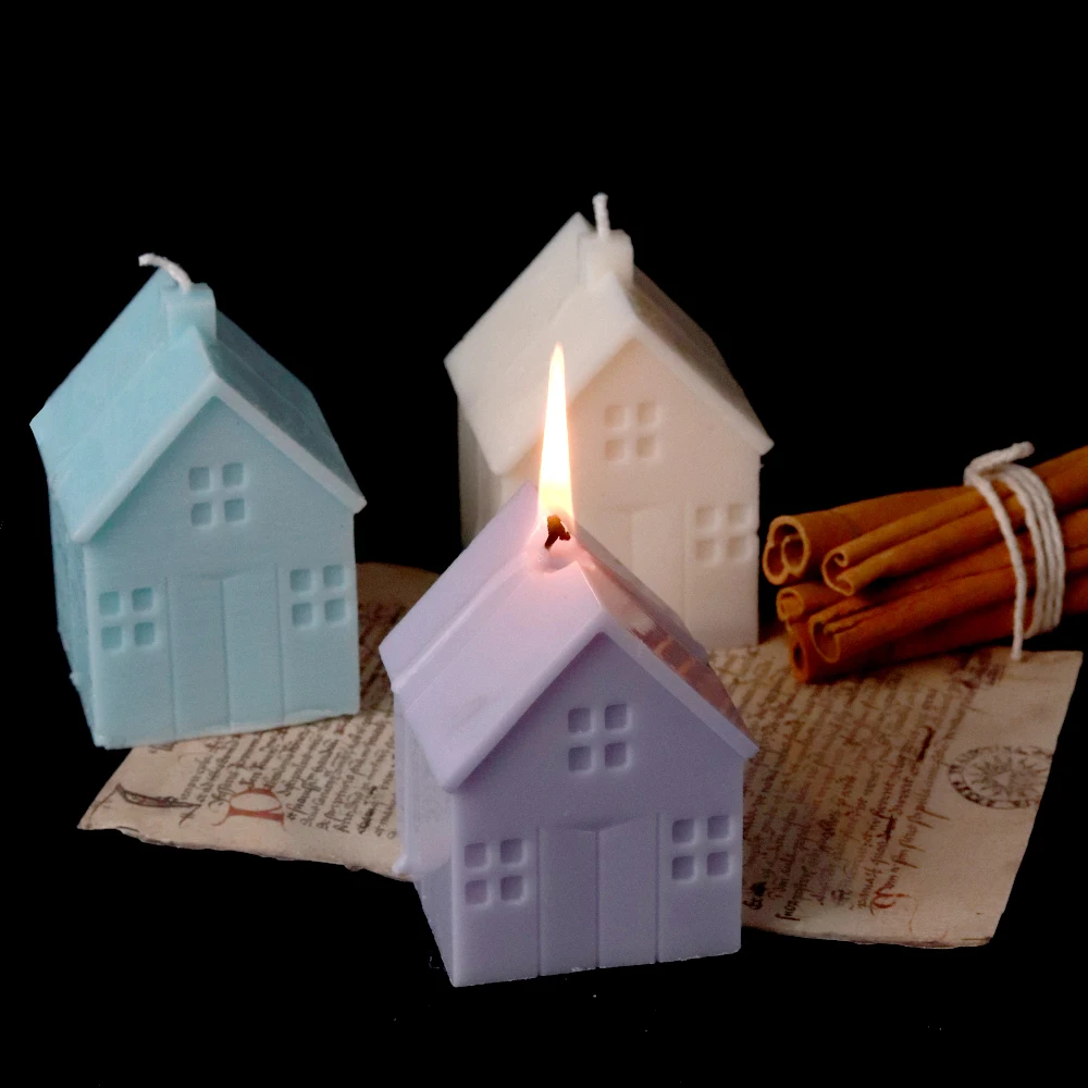

3D Рождественский домик в виде свечи, пластиковые формы, искусственный воск, вилла, искусственный пластырь, домашний декор